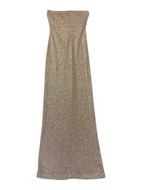 Patra Vintage Strapless Gold Glitter Floor-Length Gown